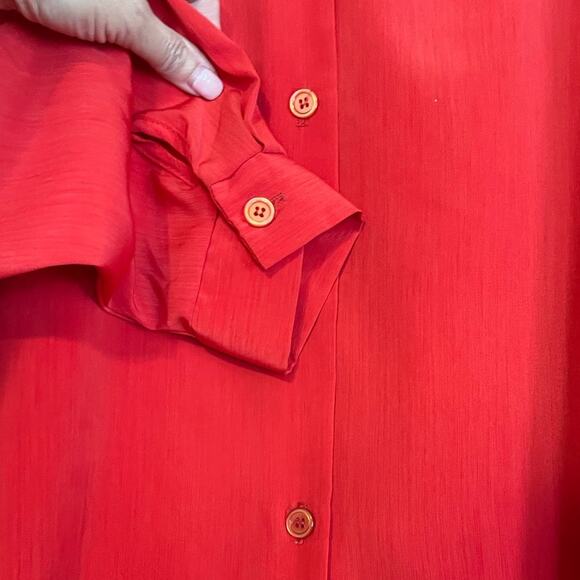 Vtg S.G. Sport Susan Graver Size Large Red Orange Long Sleeve Button Front Shirt - Picture 3 of 5
